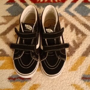 Vans Kids Black and White Velcro Sneakers